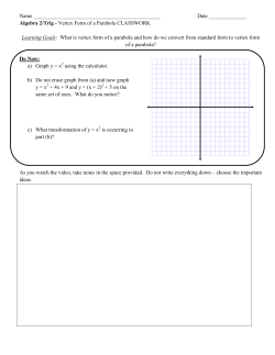 Algebra 2/Trig - Vertex Form of a Parabola CLASSWORK L