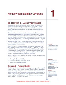 HO-3 SEcTIOn II&mdash;LIabILITy cOvEragES