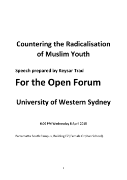 Speech by Keysar Trad - Western Sydney University
