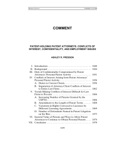 Patent-Holding Patent Attorneys: Conflicts of Interest, Confidentiality