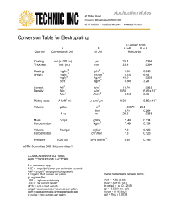 Application Notes Conversion Table for Electroplating