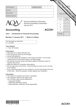 A-level Accounting Question Paper Unit 01