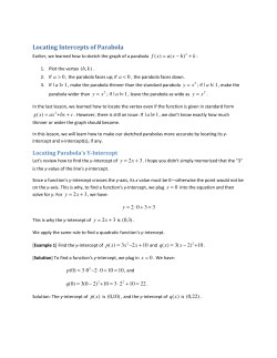 Locating Intercepts of Parabola