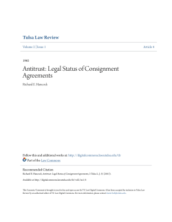 Antitrust: Legal Status of Consignment Agreements