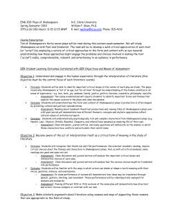 HON 293: Shakespeare in Performance