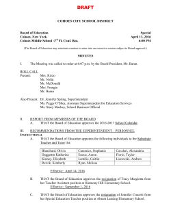 April 13 - Cohoes City School District