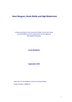 Henri Bergson, Dur&eacute;e R&eacute;elle and High Modernism