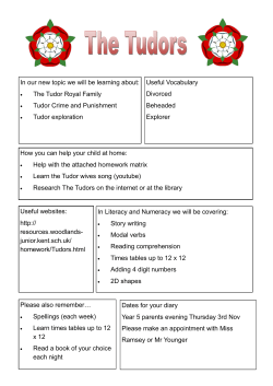In our new topic we will be learning about: The Tudor Royal Family
