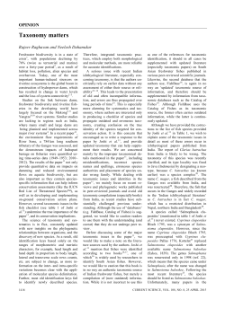 Taxonomy matters - Current Science