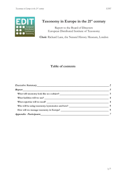 Taxonomy in Europe in the 21st century