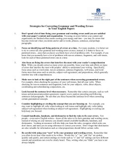Strategies for Correcting Grammar and Wording Errors