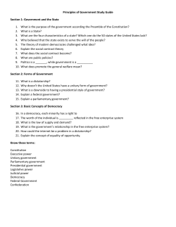 Principles of Government Study Guide Section 1: Government and