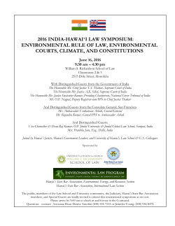 2016 INDIA-HAWAIʻI LAW SYMPOSIUM: ENVIRONMENTAL RULE