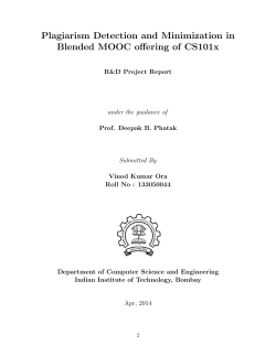 Plagiarism Detection and Minimization in Blended MOOC offering of