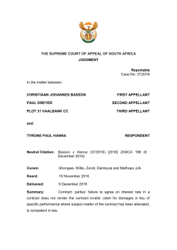 THE SUPREME COURT OF APPEAL OF SOUTH AFRICA