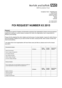 FOI REQUEST NUMBER 63 2015