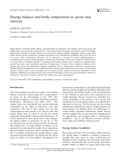 Energy balance and body composition in sports and exercise