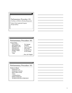 Parliamentary Procedure 101