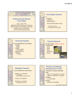 Preharvest and Harvest Food Safety Food Safety Hazards Chemical