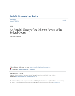 An Article I Theory of the Inherent Powers of the Federal Courts
