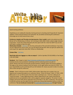 Good morning conferees - Colorado Christian Writers Conference