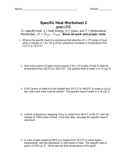 Specific Heat Worksheet