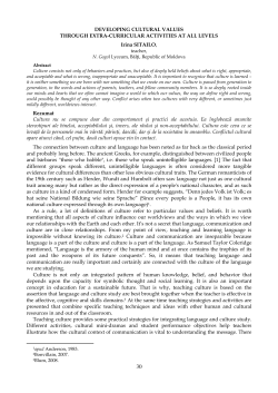 DEVELOPING CULTURAL VALUES THROUGH EXTRA