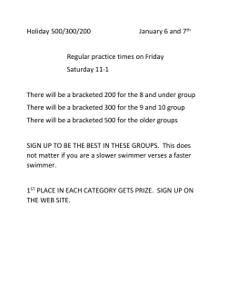 Holiday 500/300/200 January 6 and 7th Regular practice times on