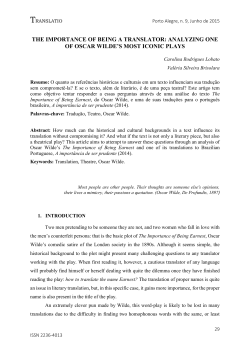 the importance of being a translator: analyzing one of oscar