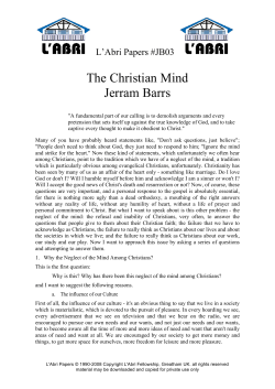 The Christian Mind Jerram Barrs