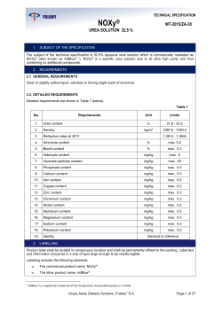 Technical Specification - Zakłady Azotowe Puławy