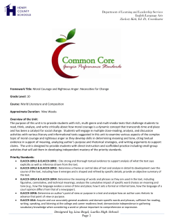 Henry County CCCGPS ELA Grade 10 Unit 1 Plan