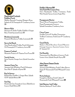 Handcrafted Cocktails Peddlers Punch Malibu, Bacardi, Captains