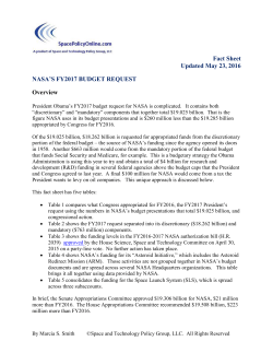 SpacePolicyOnline.com`s NASA FY2017 Budget Request fact sheet