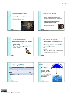 Alphabetic Languages Phonological awareness
