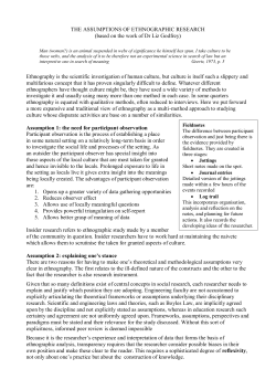 THE ASSUMPTIONS OF ETHNOGRAPHIC RESEARCH