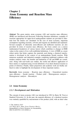 Atom Economy and Reaction Mass Efficiency
