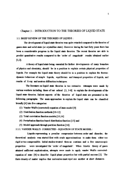 Chapter 1 - INTRODUCTION TO THE THEORIES OF LIQUID STATE