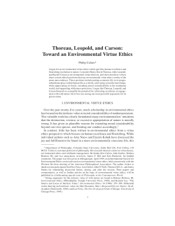 Philip Cafaro, "Thoreau, Leopold, and Carson: Toward an
