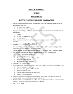 REVISION WORKSHEET CLASS XI MATHEMATICS CHAPTER 7