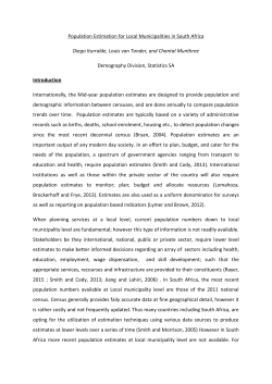 Population Estimation for Local Municipalities in South Africa Diego