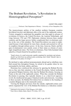 The Brabant Revolution, "a Revolution in Historiographical