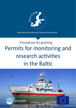 Permits for monitoring and research activities in the Baltic