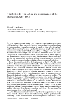 That Settles It: The Debate and Consequences of the Homestead