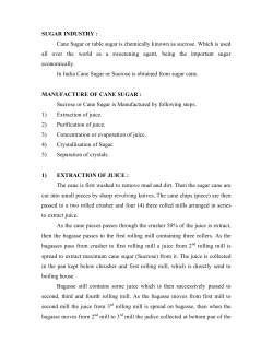 SUGAR INDUSTRY : Cane Sugar or table sugar is chemically