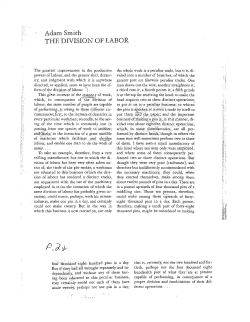 Adam Smith THE DIVISION OF LABOR