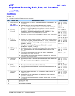 Unit 4 Proportional Reasoning: Ratio, Rate, and Proportion
