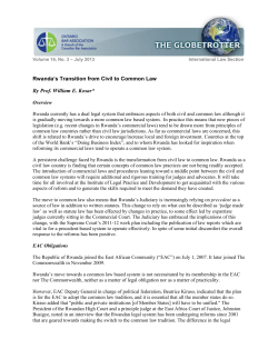 Rwanda`s Transition from Civil to Common Law By Prof. William E