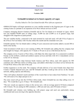 Grimaldi terminal set to boost capacity at Lagos