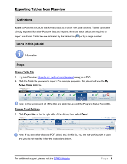 Exporting Tables from Planview